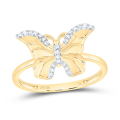 10k Gold 1/10 CTW-Natural Diamond Gift Butterfly Ring