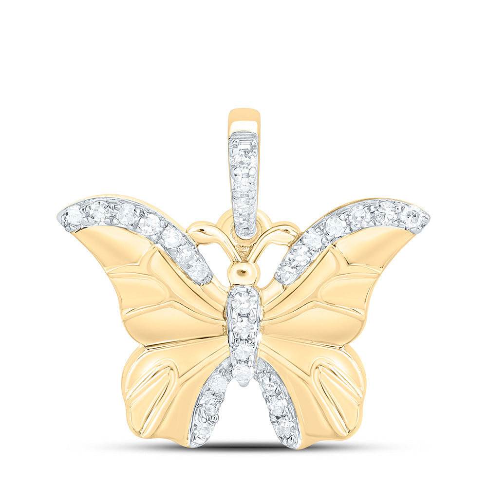 14k Gold 1/10 CTW-Natural Diamond Gift Butterfly Pendant