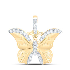 14k Gold 1/10 CTW-Natural Diamond Gift Butterfly Pendant