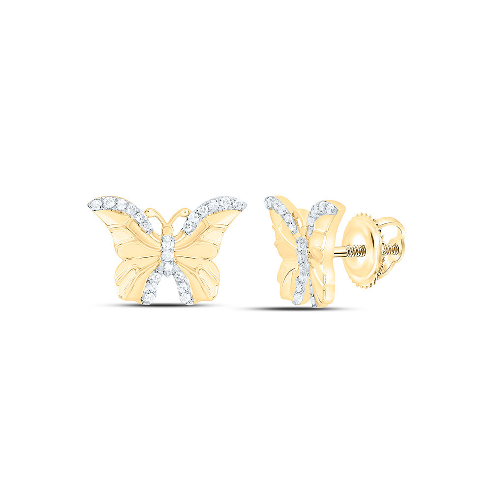 14k Gold 1/6 CTW-Natural Diamond Gift Butterfly Earring