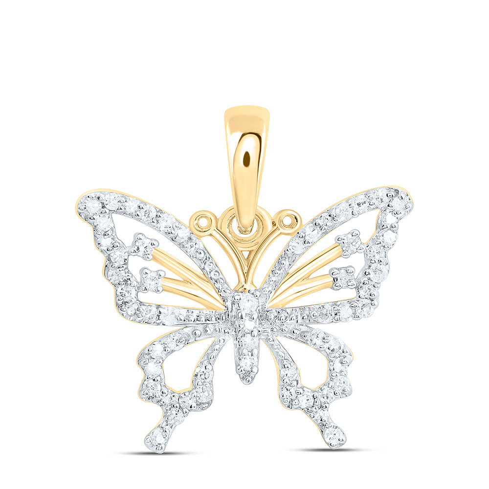 10k Gold 1/6 CTW-Natural Diamond Gift Butterfly Pendant