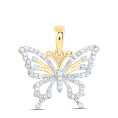 10k Gold 1/6 CTW-Natural Diamond Gift Butterfly Pendant