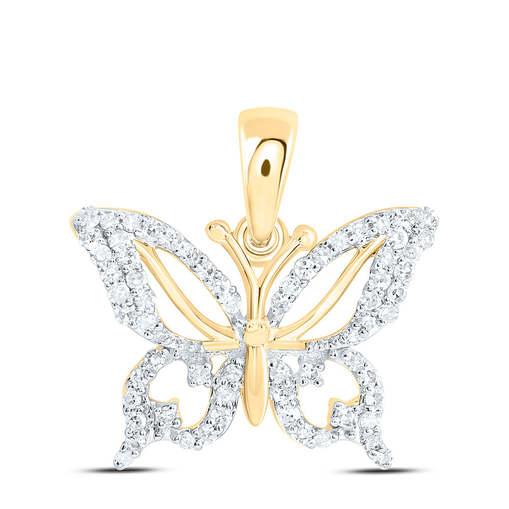 10k Gold 1/5 CTW-Natural Diamond Gift Butterfly Pendant