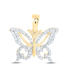 10k Gold 1/5 CTW-Natural Diamond Gift Butterfly Pendant