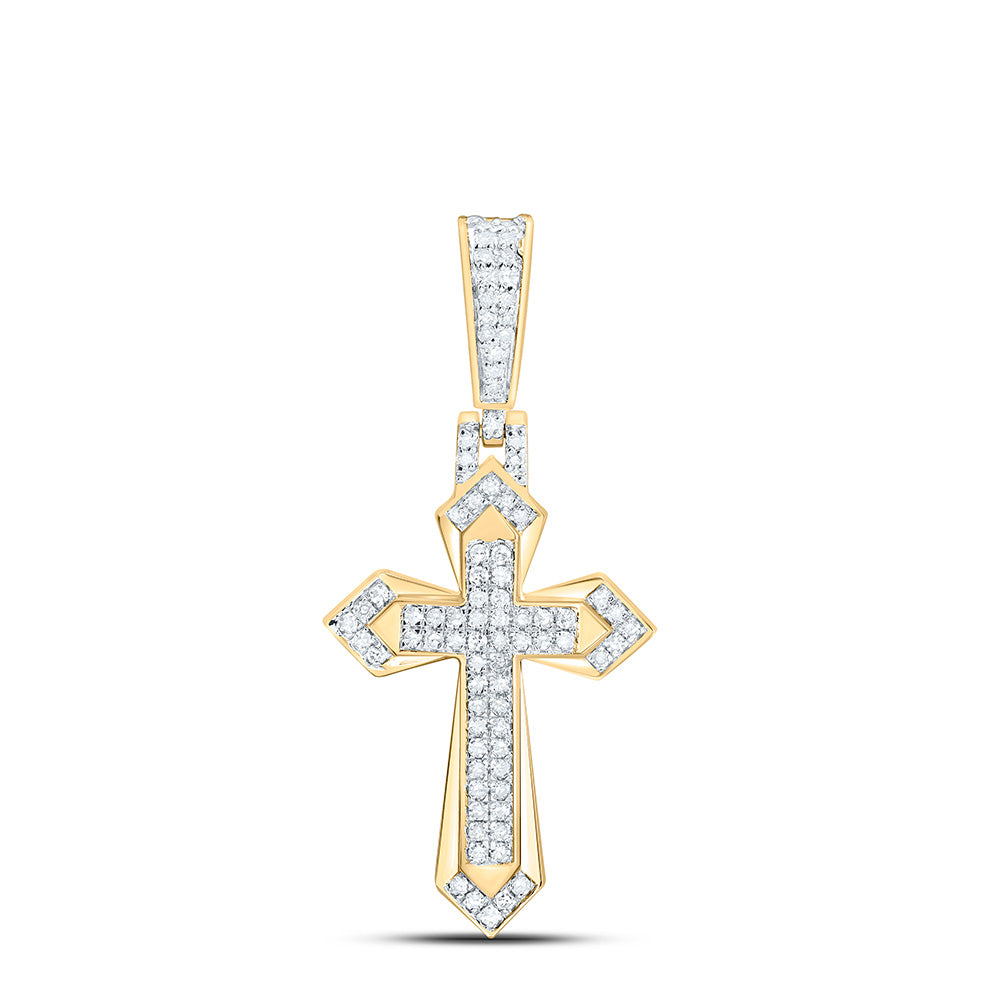 10k Gold 1/3 CTW- Natural Diamond Cross Mens Charm