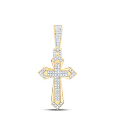 10k Gold 1/3 CTW- Natural Diamond Cross Mens Charm