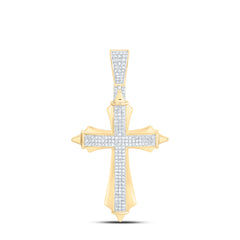 10k Gold 5/8 CTW-Natural Diamond Cross Mens Charm