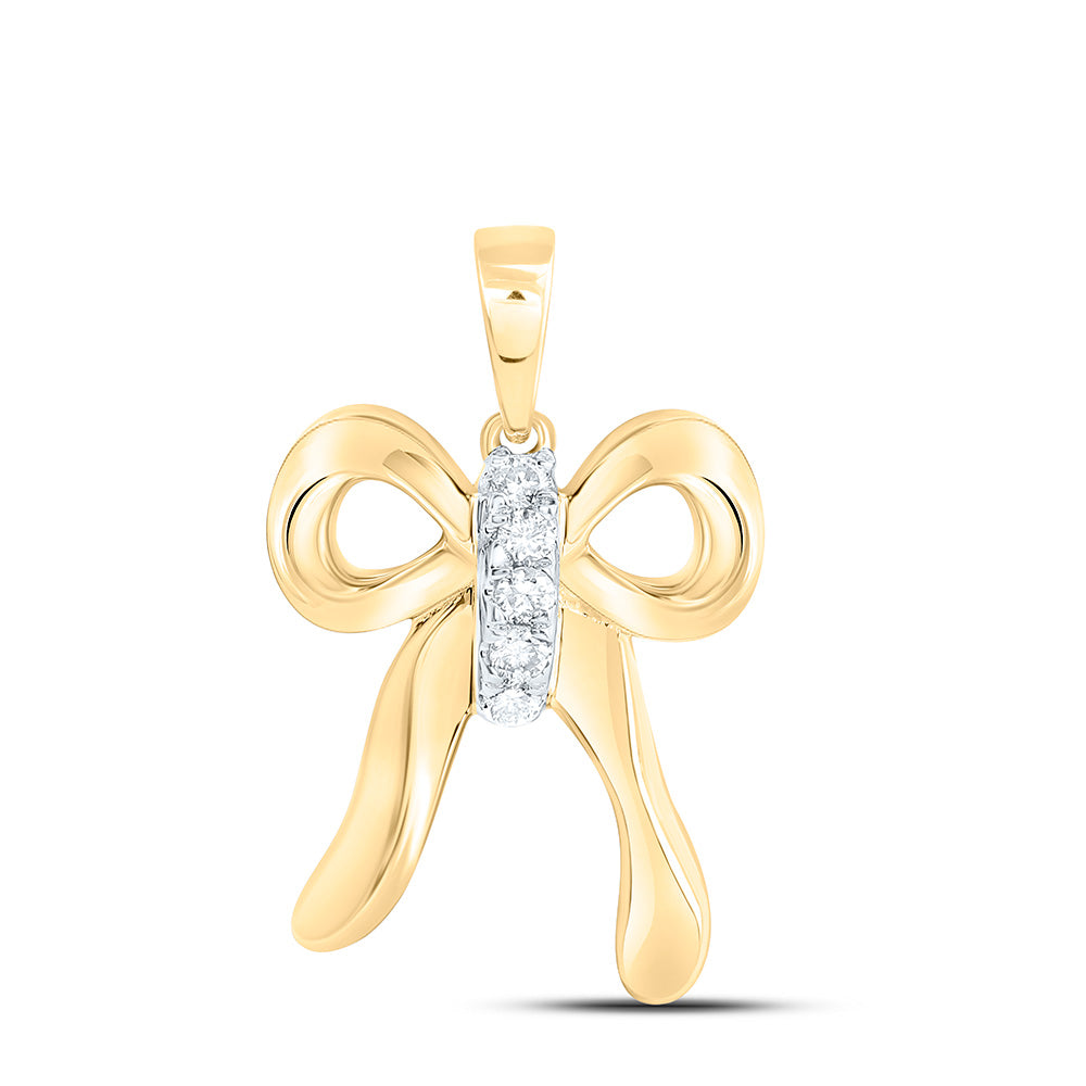 10k Gold 1/20 CTW-Natural Diamond Fashion Bow Pendant