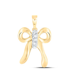 10k Gold 1/20 CTW-Natural Diamond Fashion Bow Pendant
