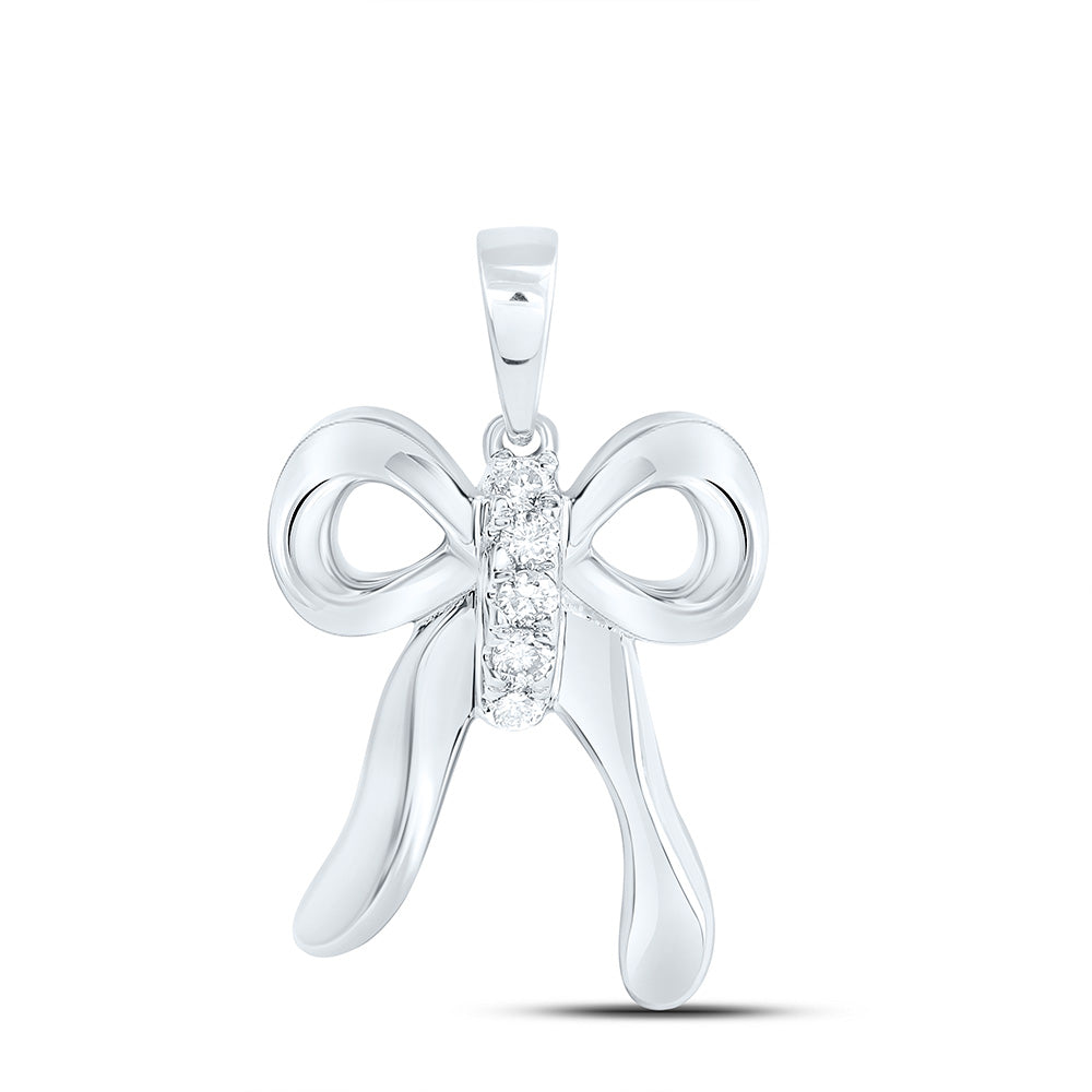 14k Gold 1/20 CTW-Natural Diamond Fashion Bow Pendant
