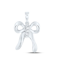 14k Gold 1/20 CTW-Natural Diamond Fashion Bow Pendant