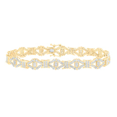 10k Gold 1 3/4 CTW-Natural Diamond Mens Bracelet (8 Inch )