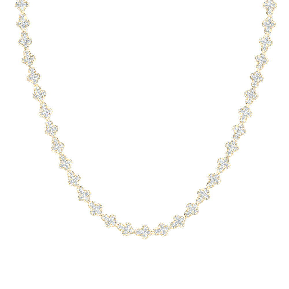 10k Gold 3 5/8 CTW-Natural Diamond Fanuk Cross Chain (20 Inch )