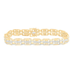10k Gold 2 3/8 CTW-Natural Diamond Mens Bracelet (8 Inch )