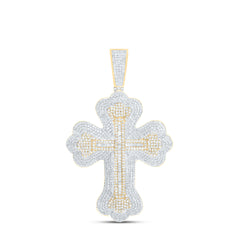 10k Gold 3 3/4 CTW-Natural Diamond Cross Mens Charm