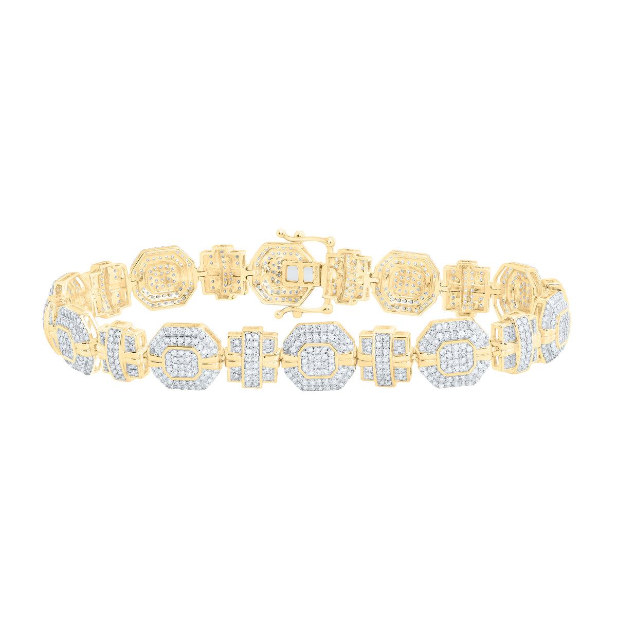 10k Gold 3 1/3 CTW-Natural Diamond Mens Bracelet (8 Inch )
