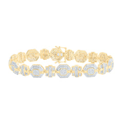 10k Gold 3 1/3 CTW-Natural Diamond Mens Bracelet (8 Inch )