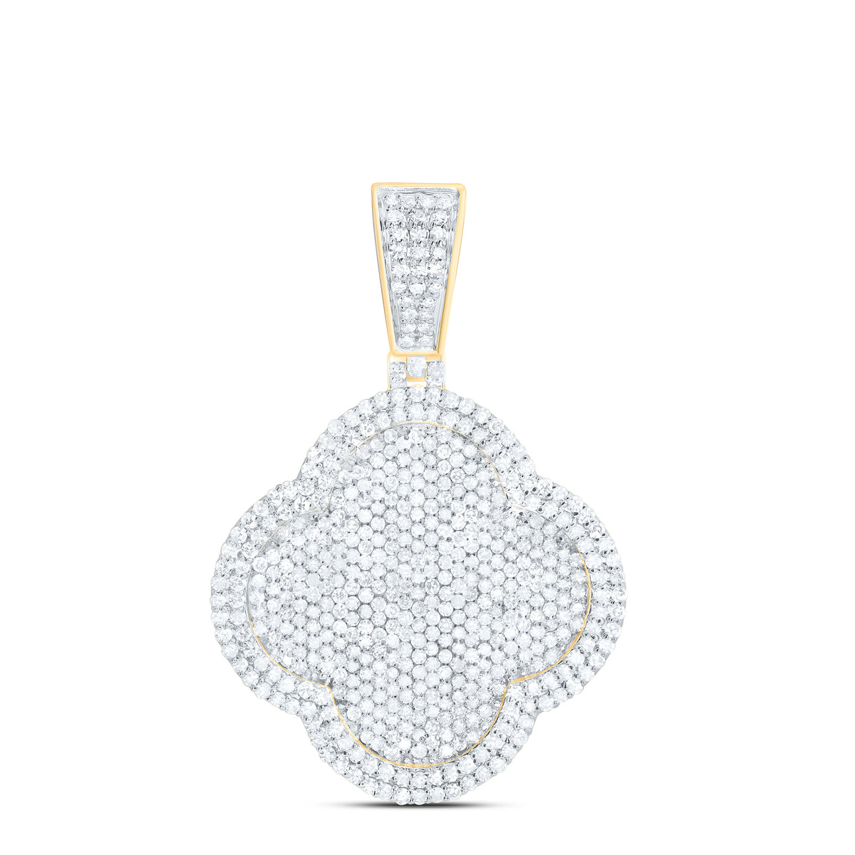 10k Gold 1 5/8 CTW-Natural Diamond Fashion Clover Pendant