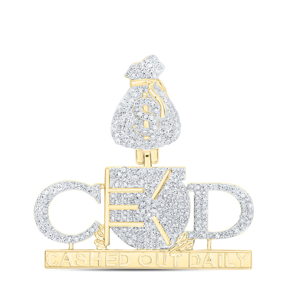 10k Gold 3/4 CTW-Natural Diamond "Cashed Out Daily" Mens Charm