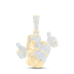 10k Gold 3/4 CTW-Natural Diamond Money Mens Charm