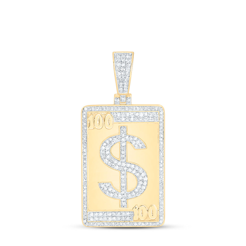 10k Gold 1 5/8 CTW-Natural Diamond Dollar Mens Charm