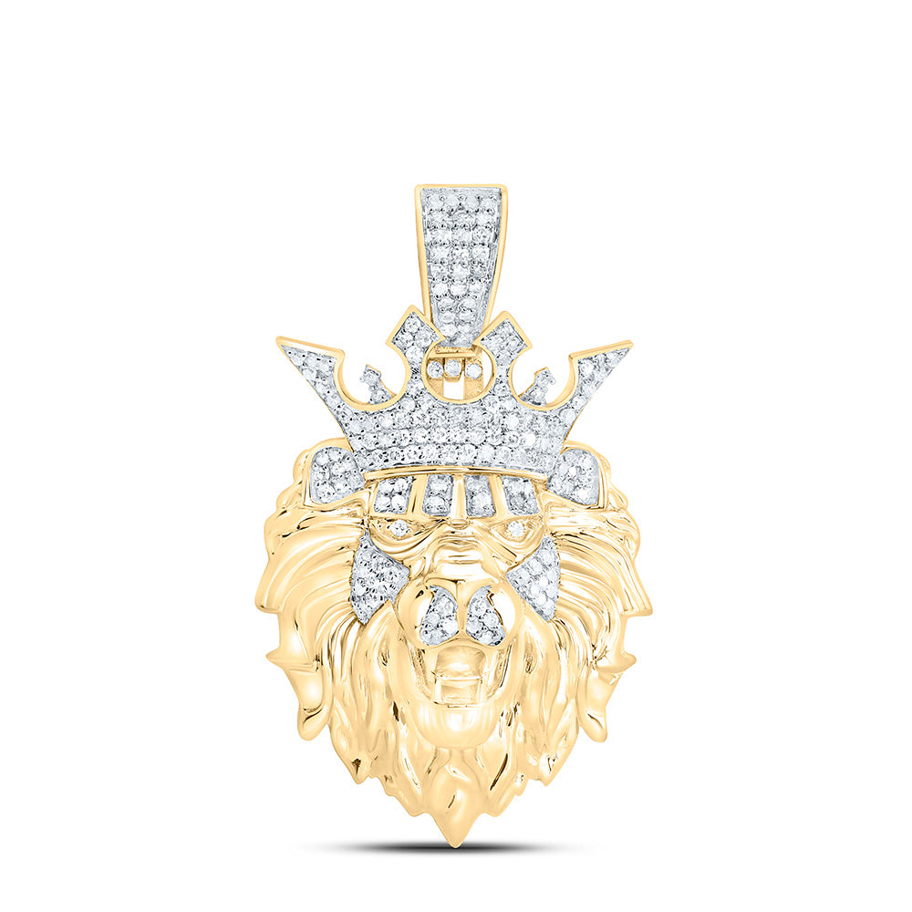 10k Gold 5/8 CTW-Natural Diamond Lion Mens Charm
