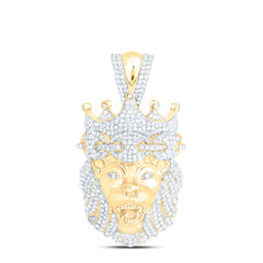 10k Gold 1 5/8 CTW-Natural Diamond Lion Mens Charm