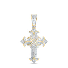 10k Gold 7/8 CTW-Natural Diamond Cross Mens Charm