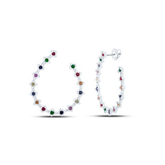 14k Gold 3/4 CTW-Rd-Natural Gemstone Multi Clear Sapphire Earring