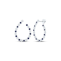 14k Gold 5/8 CTW-Natural Diamond 3/4 CTW-Rd-Bs Natural Gemstone Hoop Earring