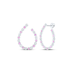 14k Gold 5/8 CTW-Natural Diamond 3/4 CTW-Rd-Pi Sapp Natural Gemstone Hoop Earring