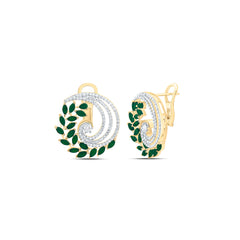 14k Gold 1 CTW-Natural Diamond 2 1/3 CTW-Mq-Em, 1/10 CTW-Ps-Em Natural Gemstone Earring