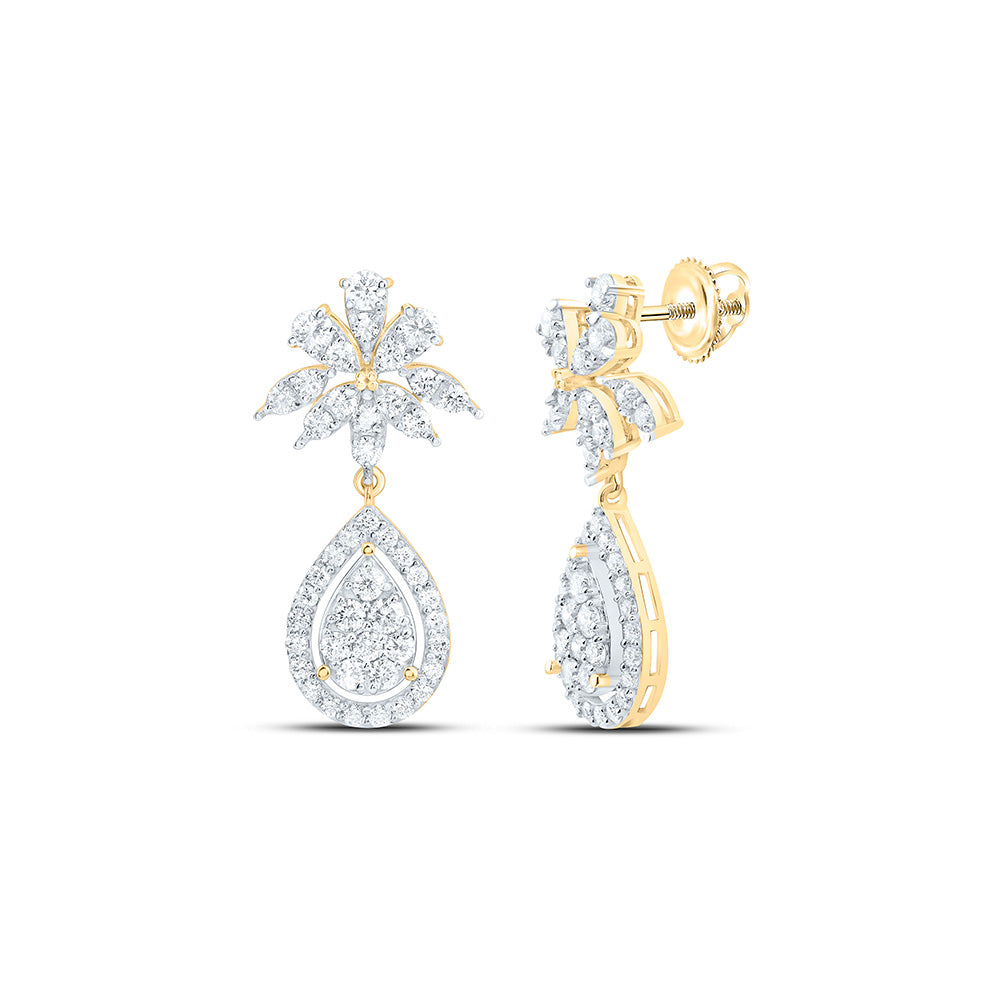 14k Gold 1 5/8 CTW-Natural Diamond Fashion Dangling Earring
