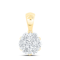 14k Gold 5/8 CTW-Natural Diamond Fashion Flower Pendant