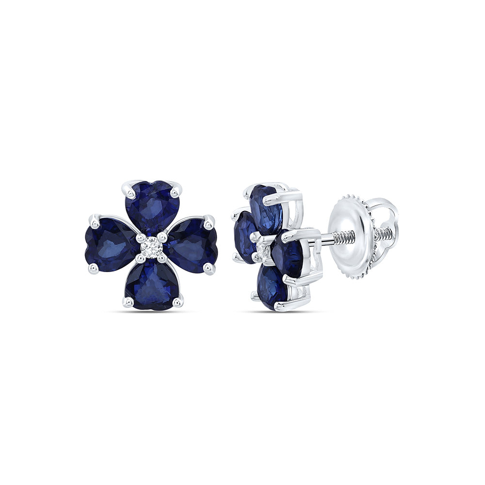 14k Gold 0.03 CTW-Natural Diamond 2 3/4 CTW-Ht-Bs Natural Gemstone Heart Flower Earring
