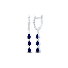 14k Gold 1/5 CTW-Natural Diamond 1 5/8 CTW-Ps-Bs Natural Gemstone Dangling Earring