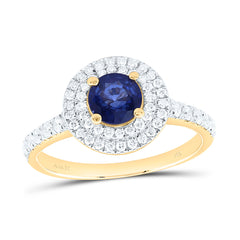 14k Gold 1/2 CTW-Natural Diamond 5.5MM-Rd-Bs Natural Gemstone Round Ring