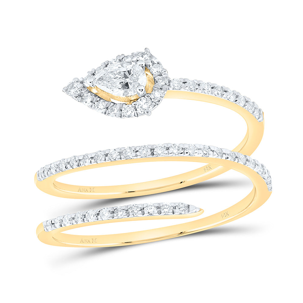 14k Gold 1/2 CTW-Natural Diamond 1/5 CTW-Cps Fashion Pear Ring
