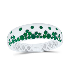14k Gold 1/2 CTW-Rd-Em Natural Gemstone Band