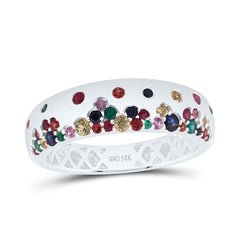 14k Gold 5/8 CTWrd-Natural Gemstone Multi Clear Sapphire Band