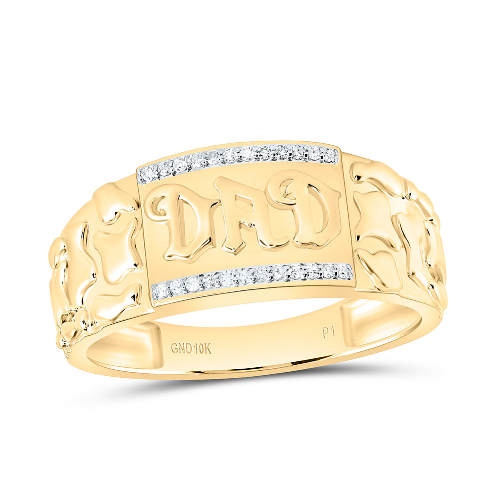 10k Gold 1/12 CTW-Natural Diamond "Dad" Mens Ring