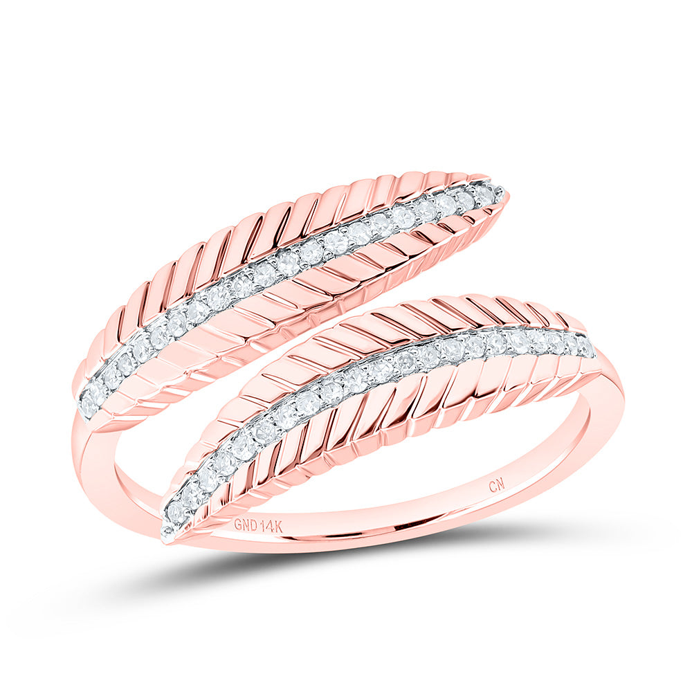 14k Gold 1/8 CTW-Natural Diamond Fashion Leaf Ring