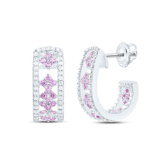 14k Gold 1/2 CTW-Natural Diamond 5/8 CTW-Rd-Pi Sapp Natural Gemstone Hoop Earring
