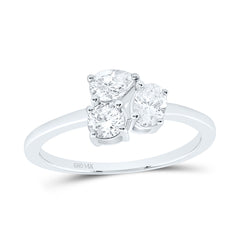 14k Gold 3/4 CTW-Natural Diamond I1 Ij 1/4 Ct-Crd, 1/4 Ct-Cps, 1/4 Ct-Cov 3 Stone Ring