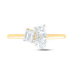 14k Gold 3/4 CTW-Natural Diamond I1 Ij 1/4 Ct-Cem, 1/4 Ct-Cht, 1/4 Ct-Cpr 3 Stone Ring