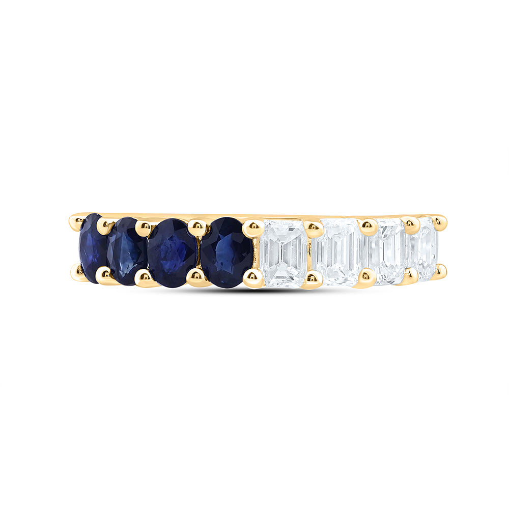 14k Gold 1 CTW-Natural Diamond 3/4 Ct-Ov-Bs Natural Gemstone Band