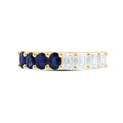 14k Gold 1 CTW-Natural Diamond 3/4 Ct-Ov-Bs Natural Gemstone Band