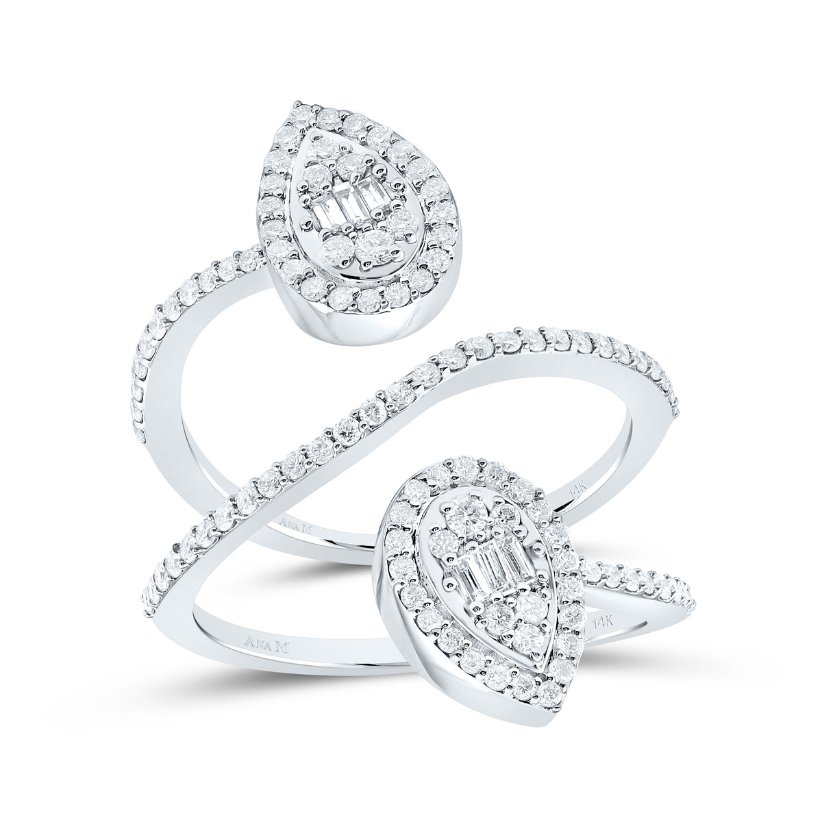 14k Gold 3/4 CTW-Natural Diamond Fashion Pear Ring