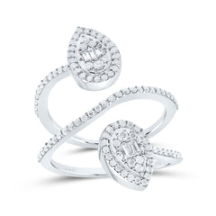 14k Gold 3/4 CTW-Natural Diamond Fashion Pear Ring
