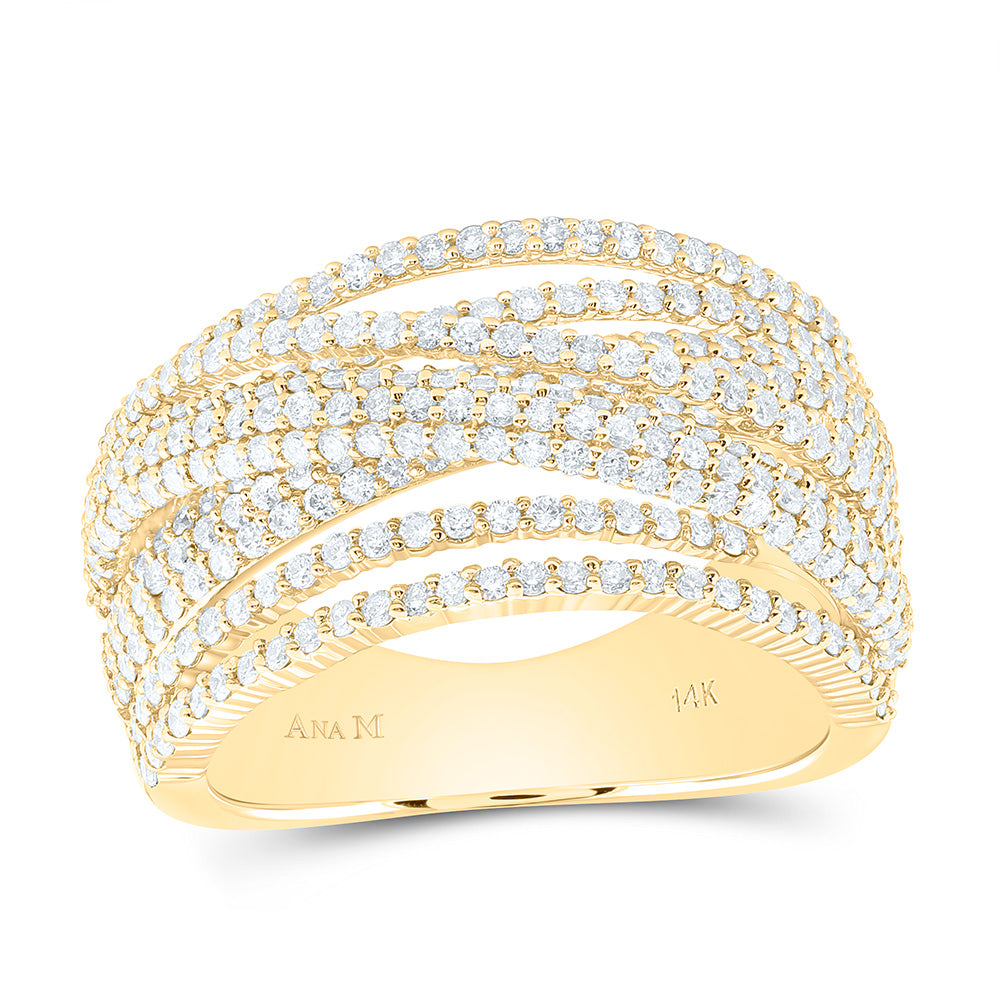 14k Gold 1 1/2 CTW-Natural Diamond Fashion Criss Cross Ring
